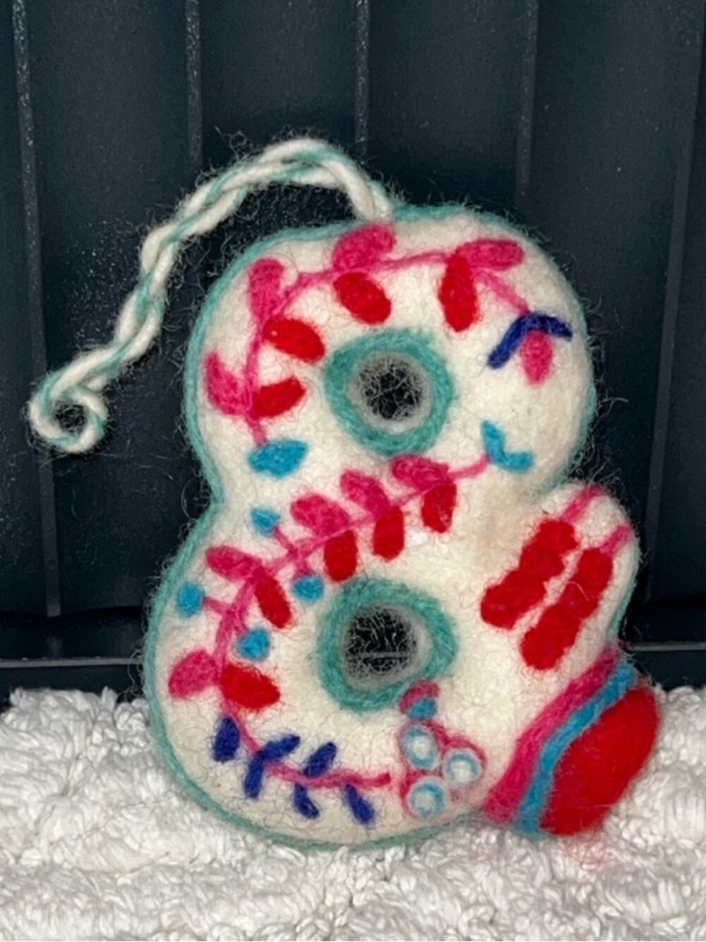 Anthropologie Felted Wool Ornament Christmas Holiday “&” Ampersand Embroidered